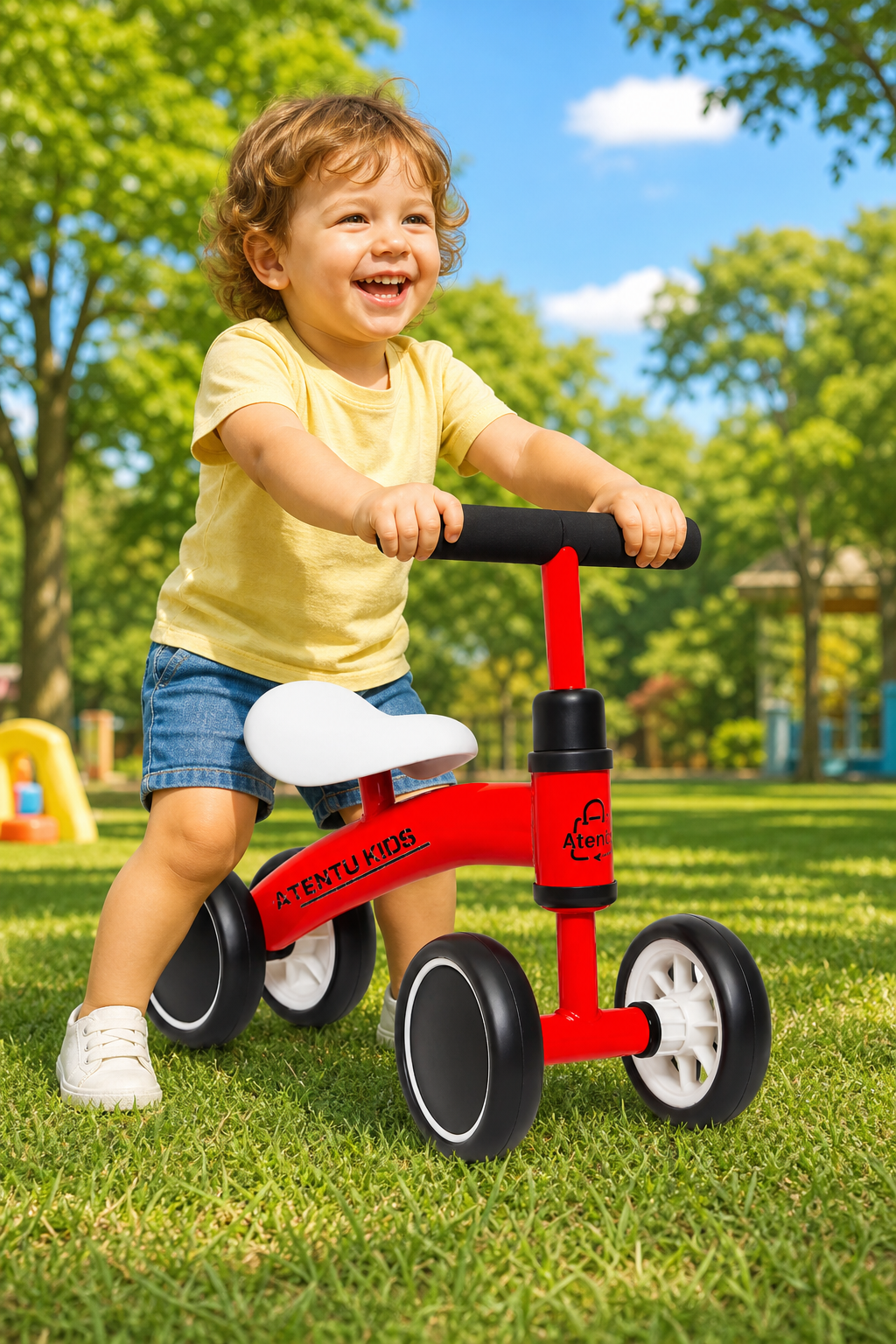 Bicicleta de equilíbrio infantil MSP Kids com 4 rodas sem pedal