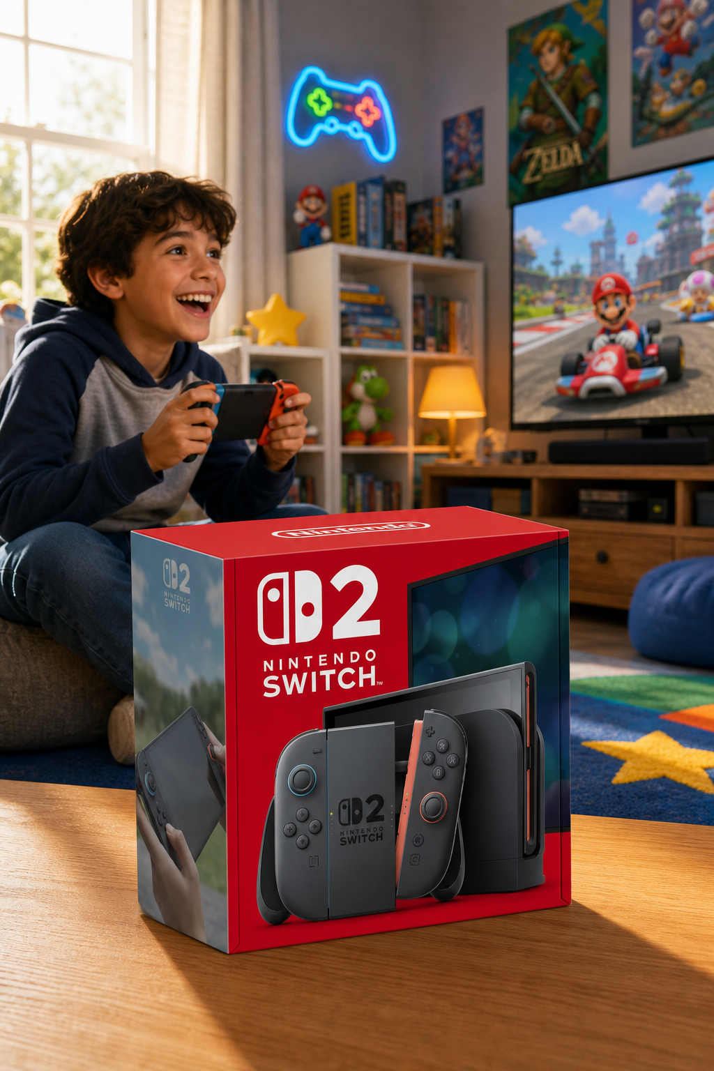 Console Nintendo Switch com controles Joy-Con
