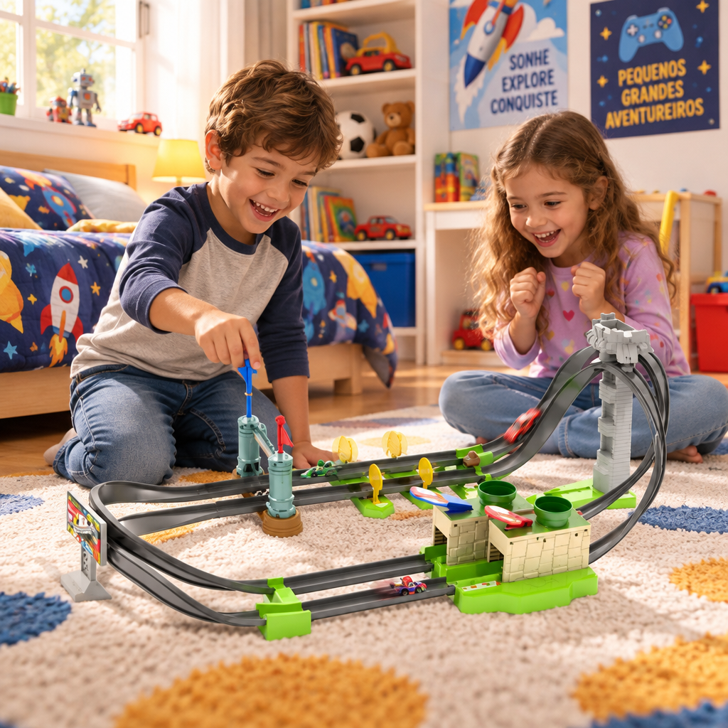 Pista Hot Wheels Mario Kart Circuit com carrinhos da Nintendo