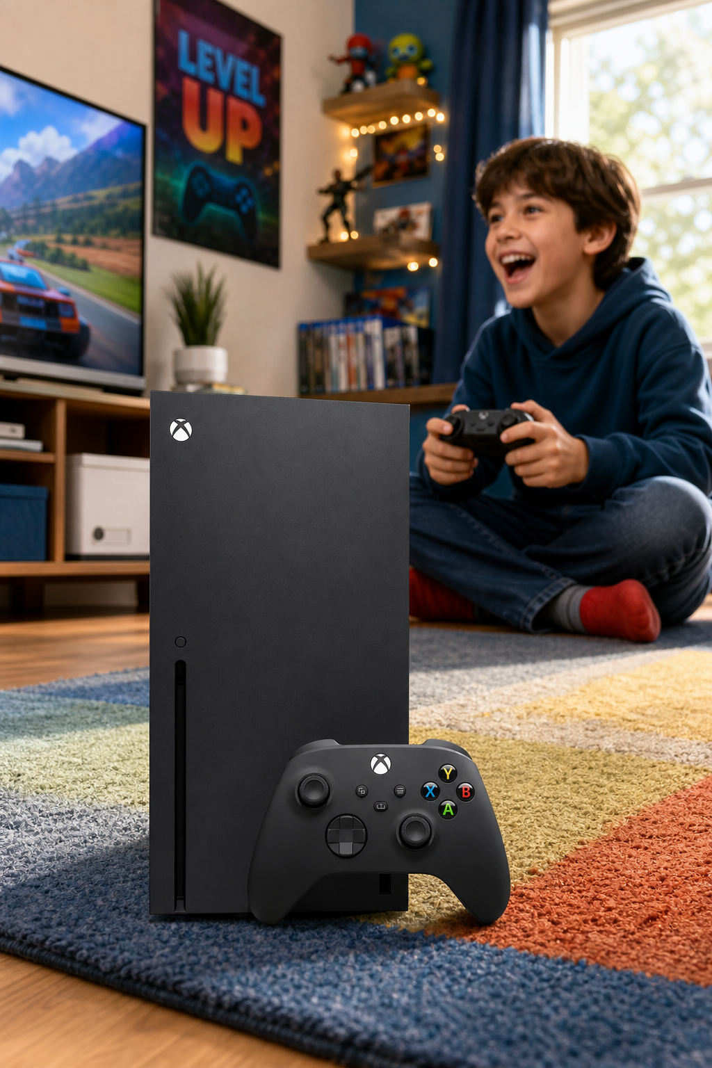 Console Xbox Series X da Microsoft com controle sem fio